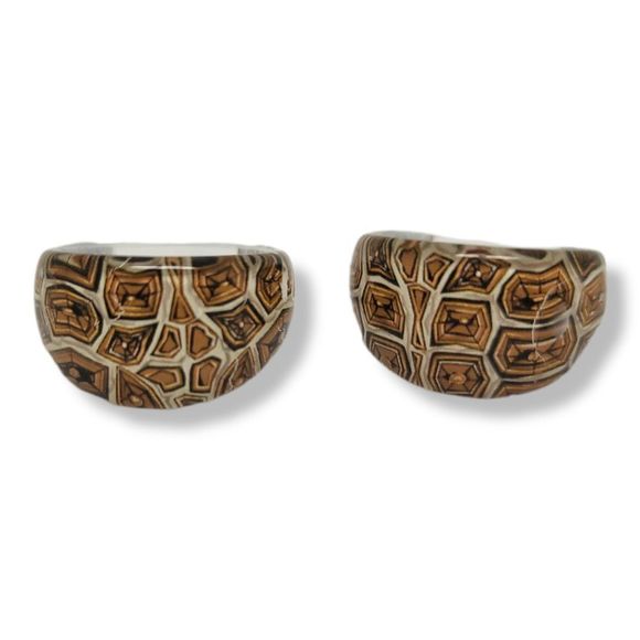 Tortoise Print Acrylic Ring Set Size 8.5 - Picture 1 of 5